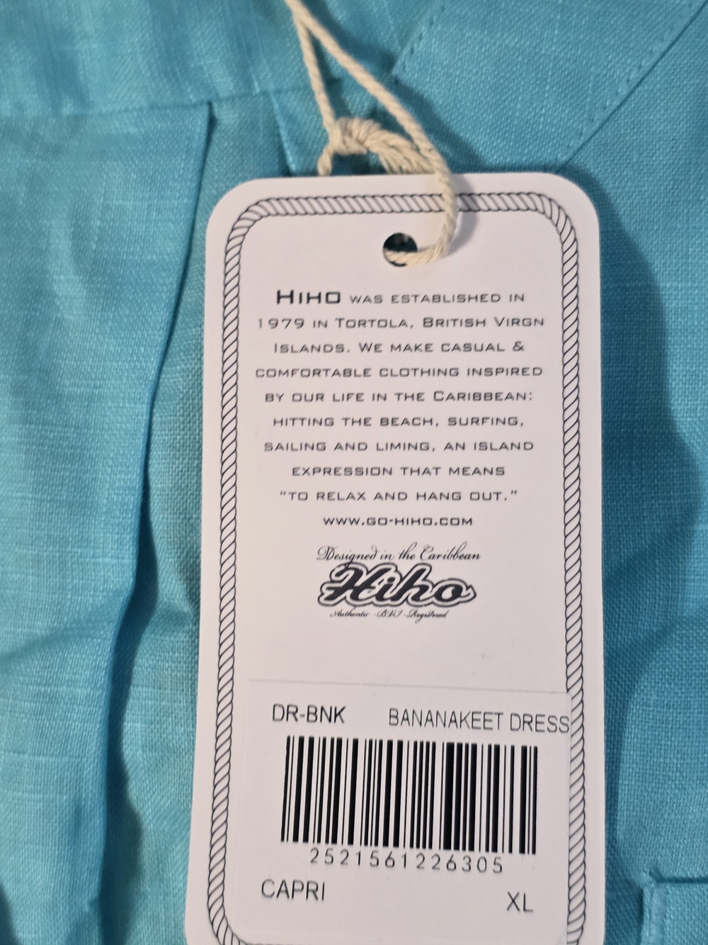 Hiho Bananakeet Dress Light Teal/Blue V-Neck Linen Tunic Dress - Picture 4 of 6